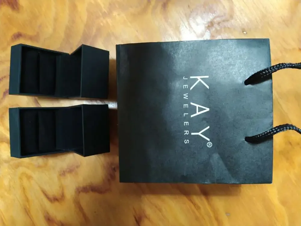Kay Jewelers Black Ring Boxes and Gift Bag Set